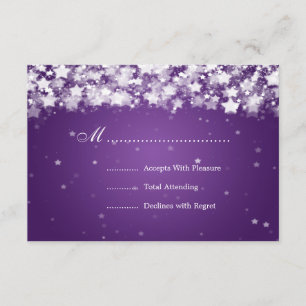 Elegant Wedding RSVP Dazzling Stars Paars