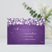 Elegant Wedding RSVP Dazzling Stars Paars (Staand voorkant)