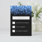 Elegant Wedding RSVP Falling Stars "Sapphire Blue" (Staand voorkant)