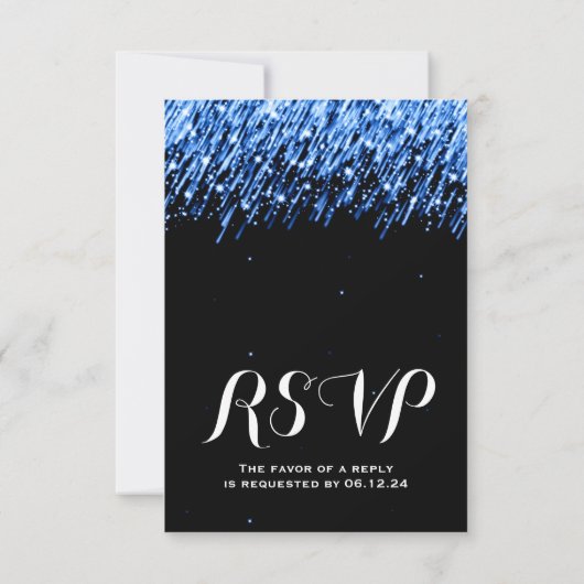 Elegant Wedding RSVP Falling Stars "Sapphire Blue" (Achterkant)