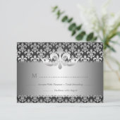 Elegant Wedding RSVP Fleur De Lis Black Kaartje (Staand voorkant)