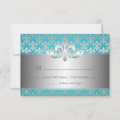 Elegant Wedding RSVP Fleur De Lis Blue (Voorkant)