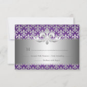 Elegant Wedding RSVP Fleur De Lis Paars (Voorkant)