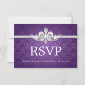 Elegant Wedding RSVP Fleur De Lis Paars (Achterkant)