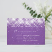 Elegant Wedding RSVP Glamoureus Sparks Paars (Staand voorkant)