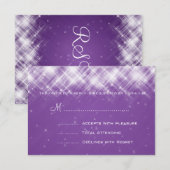 Elegant Wedding RSVP Glamoureus Sparks Paars (Voorkant / Achterkant)