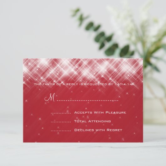 Elegant Wedding RSVP Glamoureuze Sparks Red (Staand voorkant)