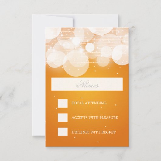 Elegant Wedding RSVP Glow & Sparkle Sinaasappel (Voorkant)