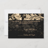 Elegant Wedding RSVP Gold Floral Glitter Swirl (Voorkant)
