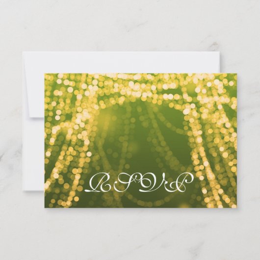 Elegant Wedding RSVP Gold String Lights (Achterkant)