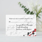 Elegant Wedding RSVP Japanse bloemen Rood (Staand voorkant)