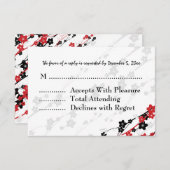 Elegant Wedding RSVP Japanse bloemen Rood (Voorkant / Achterkant)