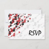 Elegant Wedding RSVP Japanse bloemen Rood Kaartje (Achterkant)