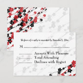 Elegant Wedding RSVP Japanse bloemen Rood Kaartje (Voorkant / Achterkant)