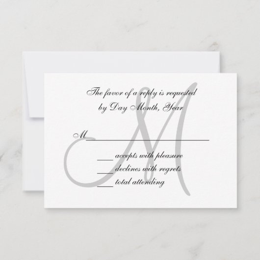 Elegant Wedding RSVP-kaart met monogram RSVP Kaartje (Achterkant)