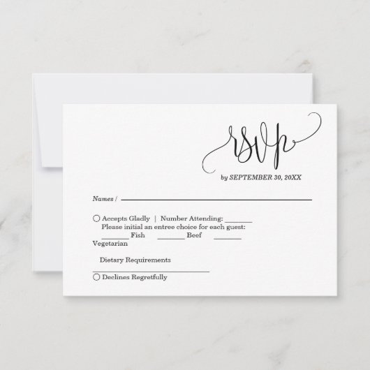 Elegant Wedding RSVP-kaart RSVP Kaartje (Voorkant)