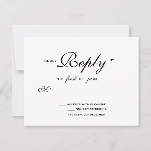 Elegant Wedding RSVP Kaartje (Voorkant)