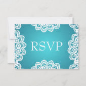 Elegant Wedding RSVP Lace Blue Kaartje (Achterkant)