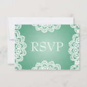 Elegant Wedding RSVP  Lace Mint Green (Achterkant)