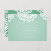 Elegant Wedding RSVP  Lace Mint Green (Voorkant / Achterkant)