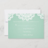 Elegant Wedding RSVP Lace Mint Green Kaartje (Voorkant)
