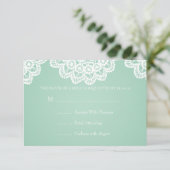 Elegant Wedding RSVP Lace Mint Green Kaartje (Staand voorkant)
