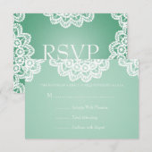 Elegant Wedding RSVP  Lace Mint Green Kaartje (Voorkant / Achterkant)