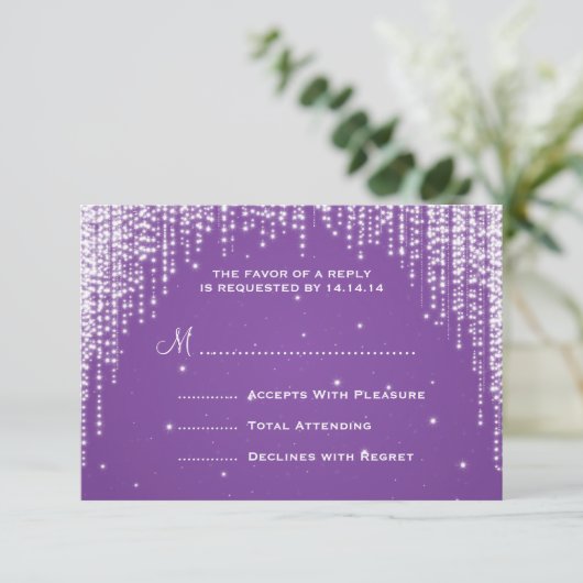 Elegant Wedding RSVP Night Dazzle Black (Staand voorkant)