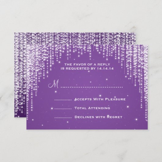 Elegant Wedding RSVP Night Dazzle Black (Voorkant / Achterkant)