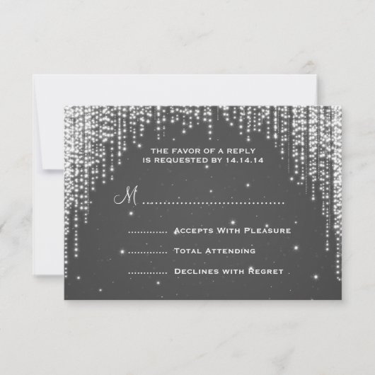 Elegant Wedding RSVP Night Dazzle Black (Voorkant)
