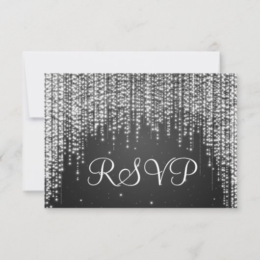 Elegant Wedding RSVP Night Dazzle Black (Achterkant)