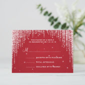 Elegant Wedding RSVP Night Dazzle Red (Staand voorkant)