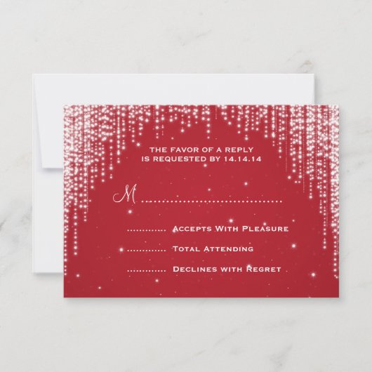 Elegant Wedding RSVP Night Dazzle Red Kaartje (Voorkant)