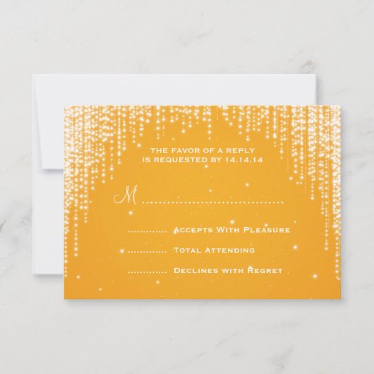 Elegant Wedding RSVP Night Dazzle Sinaasappel (Voorkant)