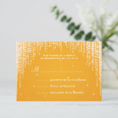 Elegant Wedding RSVP Night Dazzle Sinaasappel (Staand voorkant)