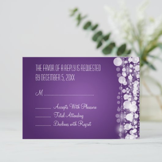 Elegant Wedding RSVP Paars (Staand voorkant)