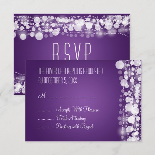 Elegant Wedding RSVP Paars (Voorkant / Achterkant)