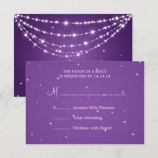 Elegant Wedding RSVP Paars (Voorkant / Achterkant)