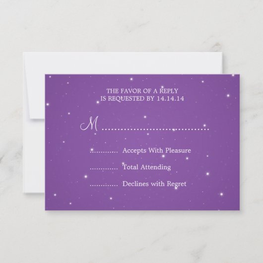 Elegant Wedding RSVP Paars Kaartje (Voorkant)