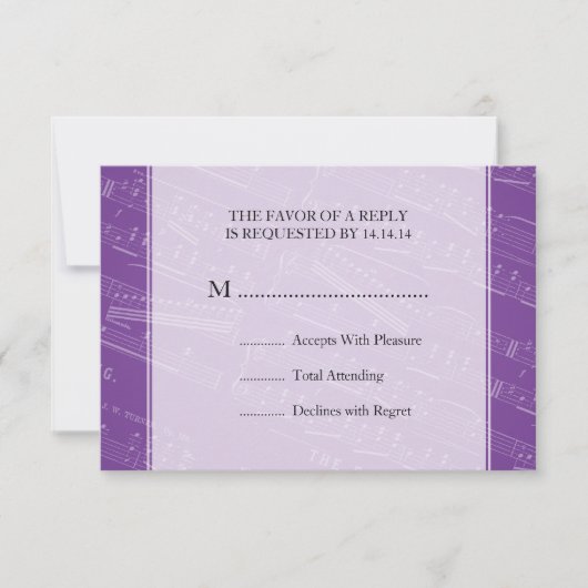 Elegant Wedding RSVP — Paars muziek (Voorkant)
