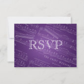 Elegant Wedding RSVP — Paars muziek (Achterkant)