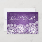 Elegant Wedding RSVP Paisley Lace Paars (Achterkant)