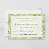 Elegant Wedding RSVP Paisley Pattern Lime Green (Voorkant)