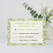 Elegant Wedding RSVP Paisley Pattern Lime Green (Staand voorkant)