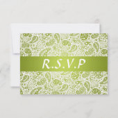 Elegant Wedding RSVP Paisley Pattern Lime Green (Achterkant)