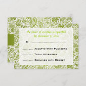 Elegant Wedding RSVP Paisley Pattern Lime Green (Voorkant / Achterkant)