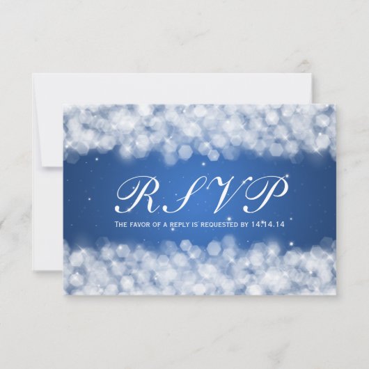 Elegant Wedding RSVP Party Sparkle Blue (Voorkant)