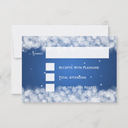 Elegant Wedding RSVP Party Sparkle Blue (Achterkant)