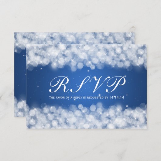 Elegant Wedding RSVP Party Sparkle Blue (Voorkant / Achterkant)