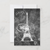 Elegant Wedding RSVP Romantic Paris Black (Achterkant)